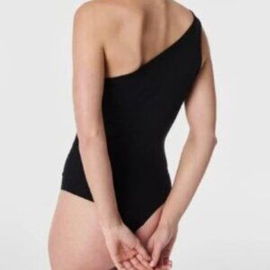 SPANX Suit Yourself Black Ribbed One Shoulder Bodysuit - Size: XL NWT